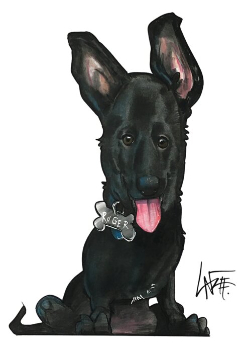 Dog Portrait Greeting Card featuring the drawing Kitlak 3541 by John LaFree