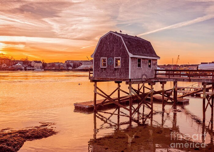 Sunset Greeting Card featuring the photograph Kittery Maine Harbor Sunset by Edward Fielding