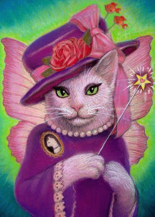 Fairies Greeting Card featuring the painting Kitty Fairy Godmother by Sue Halstenberg