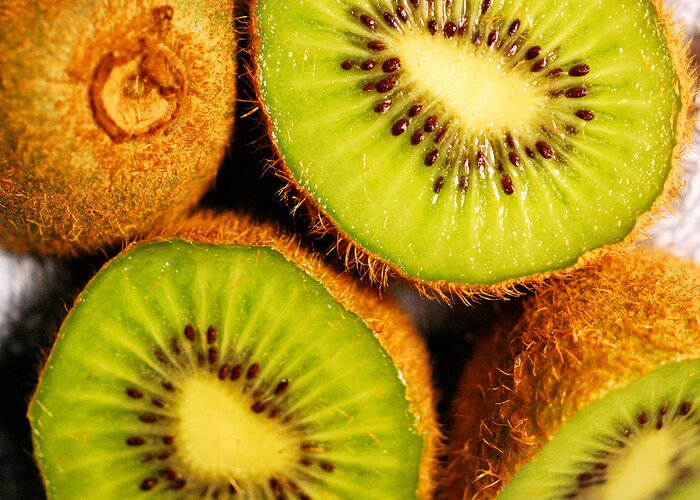 Kiwi Greeting Card featuring the photograph Kiwi Fruit by Nancy Mueller