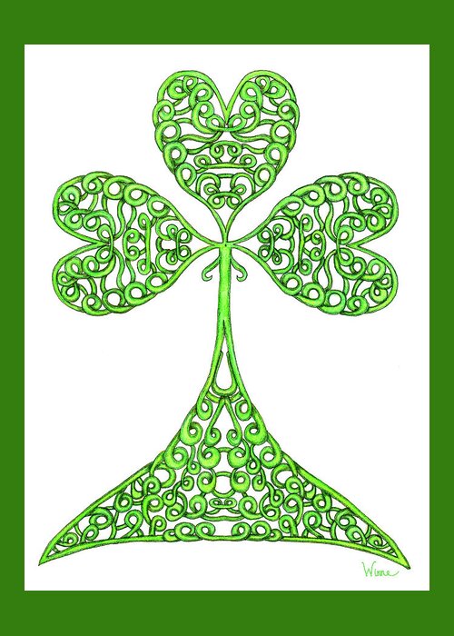 Lise Winne Greeting Card featuring the drawing Knotted Shamrock by Lise Winne