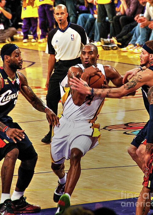 Kobe And Lebron Greeting Card featuring the photograph Kobe and LeBron by Marc Bittan