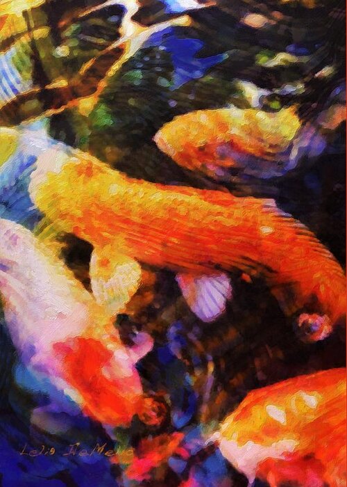 Koi Greeting Card featuring the painting Koi No. 2 by Lelia DeMello