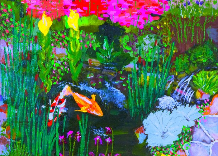 Water Garden Greeting Card featuring the painting Koi Pond I by Angela Annas