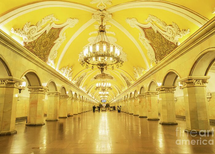 Moscow Greeting Card featuring the photograph Komsomolskaya Station of Moscow Metro by Anastasy Yarmolovich