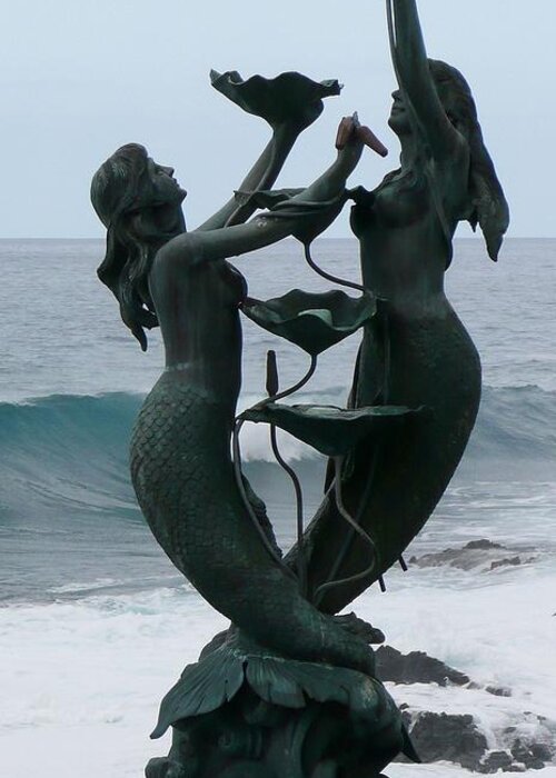 Kona Greeting Card featuring the photograph Kona Mermaids Frolic By The Sea by Lori Seaman