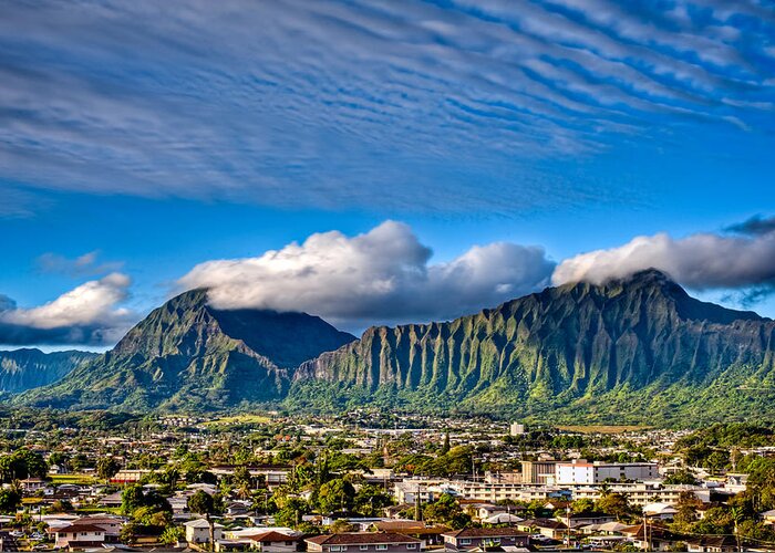 Hawaii Greeting Card featuring the photograph Koolau and Pali Lookout from Kanohe by Dan McManus