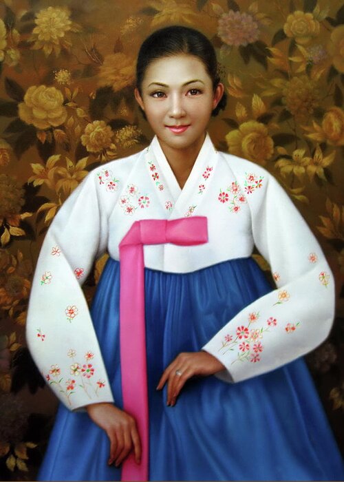 Woman Greeting Card featuring the painting Korea belle 6 by Yoo Choong Yeul