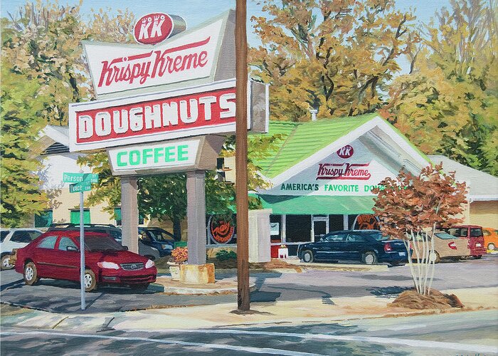 Krispy Kreme Greeting Card featuring the painting Krispy Kreme at daytime by Tommy Midyette