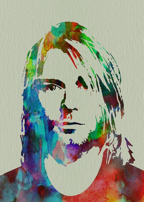  Greeting Card featuring the painting Kurt Cobain Nirvana by Naxart Studio