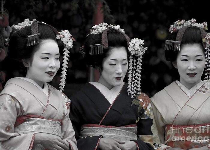 Japan Greeting Card featuring the photograph Kyoto Geishas by Waterdancer 