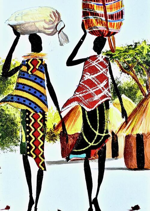African Artists Greeting Card featuring the painting L-235 by Albert Lizah