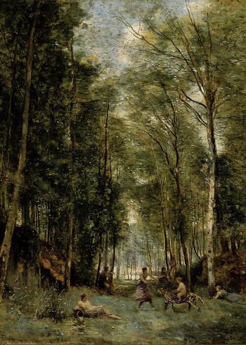 Bacchanal Greeting Card featuring the painting La Bacchanal by Camille Corot