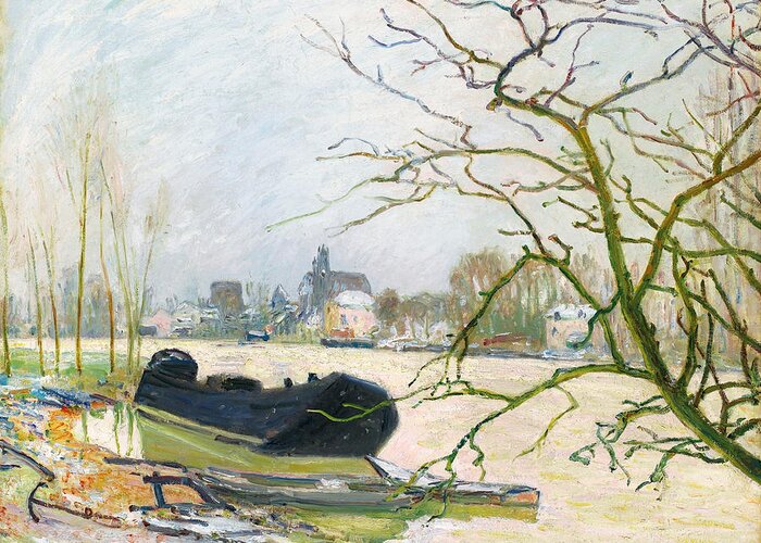 Alfred Sisley Greeting Card featuring the painting La Crue du Loing a Moret by Alfred Sisley