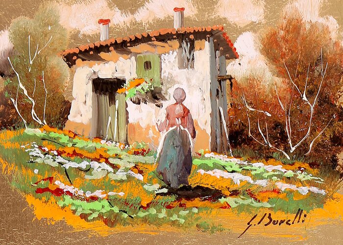 Lady Greeting Card featuring the painting La Donzelletta by Guido Borelli