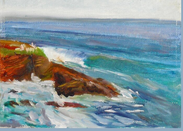 La Jolla Cove Greeting Card featuring the painting La Jolla Cove 008 by Jeremy McKay
