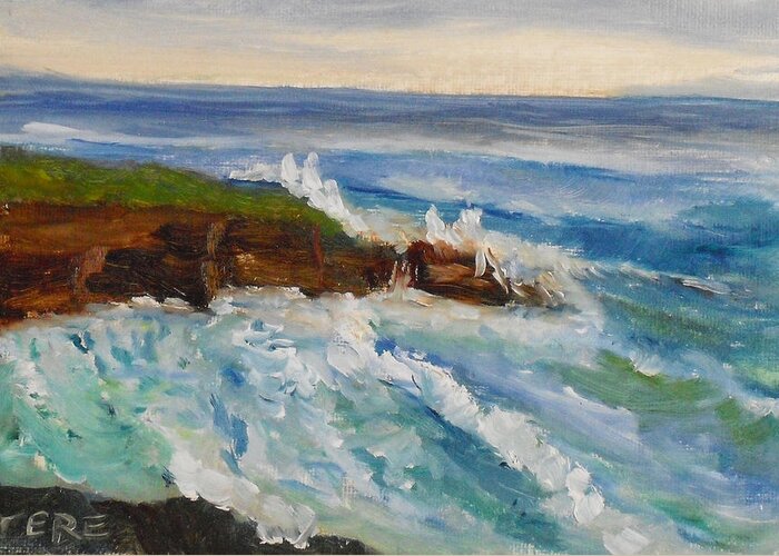 La Jolla Cove Greeting Card featuring the painting La Jolla Cove 010 by Jeremy McKay