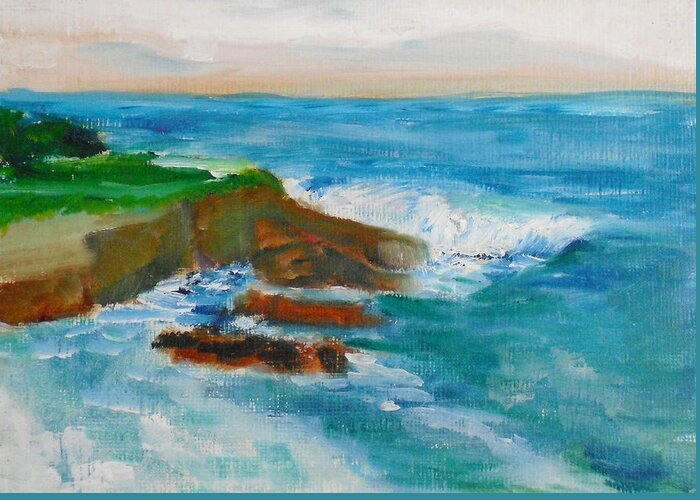 100 Paintings Greeting Card featuring the painting La Jolla Cove 041 by Jeremy McKay