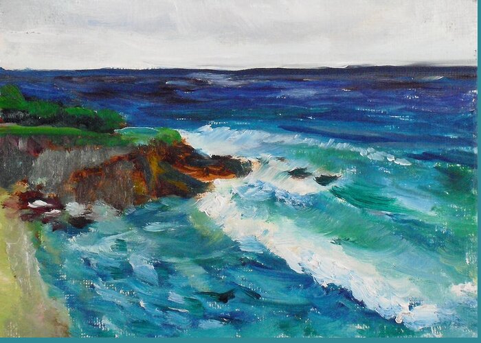 100 Paintings Greeting Card featuring the painting La Jolla Cove 043 by Jeremy McKay
