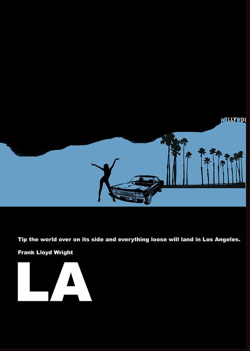 Los Angeles Greeting Card featuring the digital art LA Night Poster by Naxart Studio