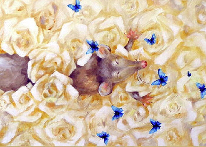 Possum Greeting Card featuring the painting La Vie En Rose by Dina Dargo