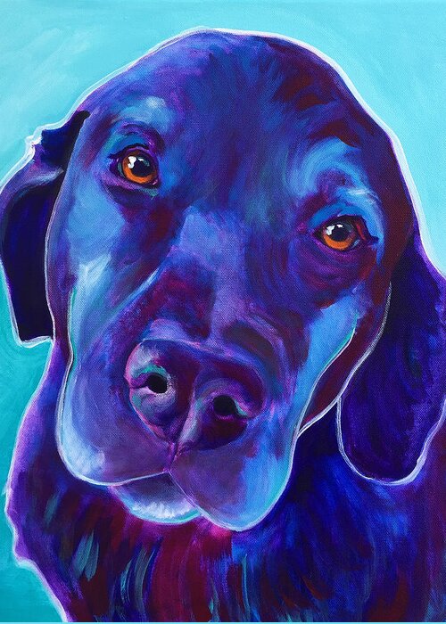 Dog Greeting Card featuring the painting Lab - Gus by Dawg Painter