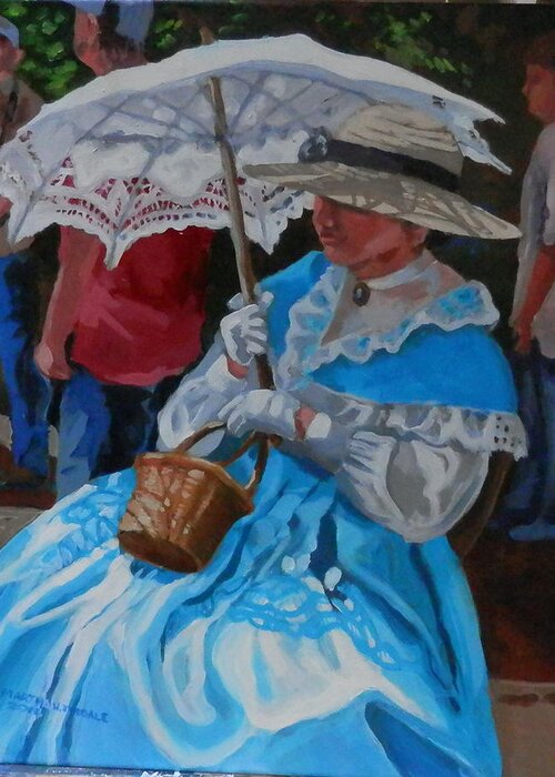 Figure Greeting Card featuring the painting Lace Parasol by Martha Tisdale