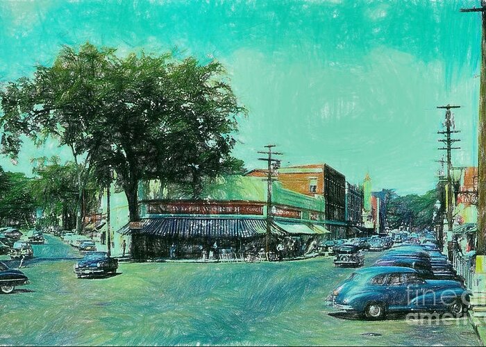 1950 Laconia Nh Done In Colored Pencil Greeting Card featuring the photograph Laconia N H Colored Pencil by Mim White