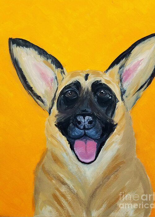 Pet Portrait Greeting Card featuring the painting Lady Date With Paint Nov 20th by Ania M Milo