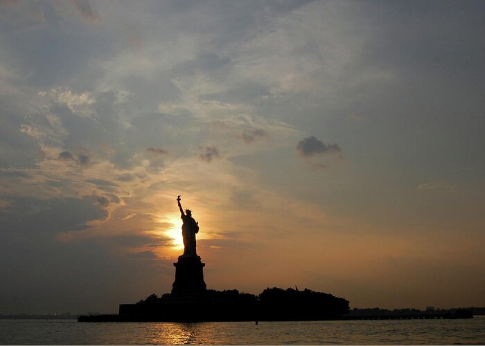  Greeting Card featuring the photograph Lady Liberty by Judy Swerlick