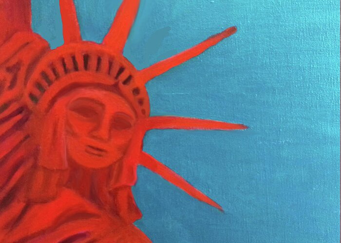 America Greeting Card featuring the painting Lady Liberty by Margaret Harmon