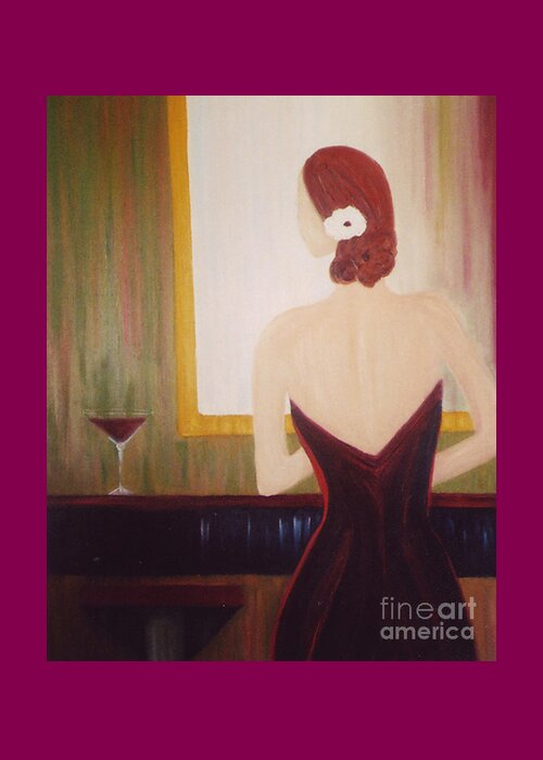 Martini Greeting Card featuring the painting Lady Sadie by Artist Linda Marie