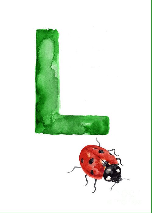 Ladybird Greeting Card featuring the painting Ladybird watercolor alphabet painting by Joanna Szmerdt