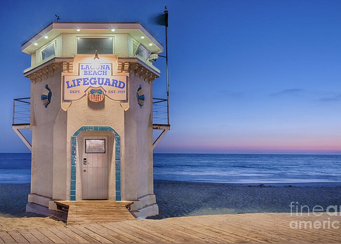 Beach Greeting Card featuring the photograph Laguna Beach Lifeguard Tower by David Levin
