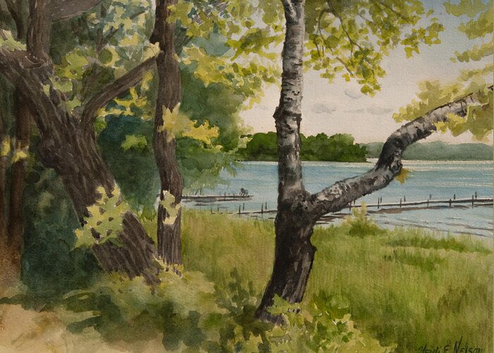 Landscape Greeting Card featuring the painting Lake Avenue View by Heidi E Nelson