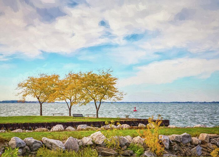 Landscape Greeting Card featuring the photograph Lake Erie Musings by John M Bailey