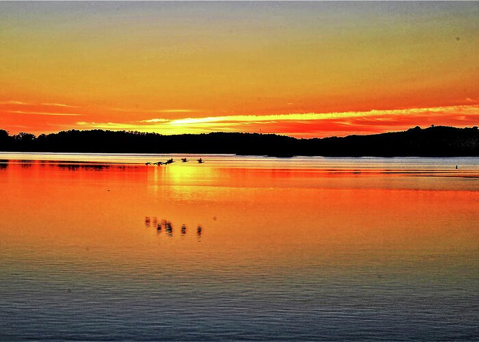 Sunrise Greeting Card featuring the photograph Lake Hamilton Sunrise by Jerry Connally