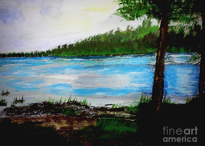 Water Greeting Card featuring the painting Lake in Virginia the Painting by Jimmy Clark