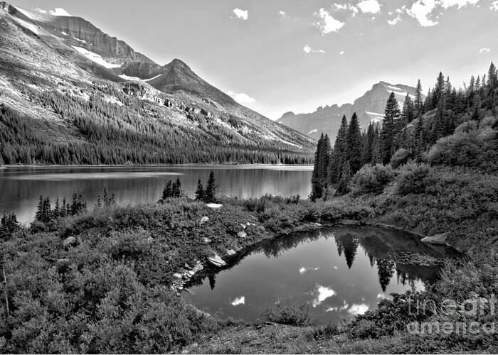 Josephine Greeting Card featuring the photograph Lake Josephine Summer Sunset Black And White by Adam Jewell