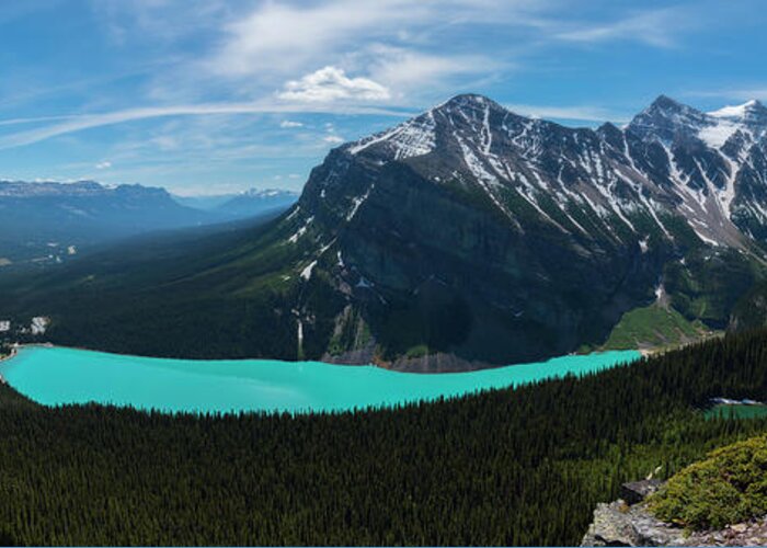 Lake Louise Greeting Card featuring the photograph Lake Louise From Little Beehive Overlook by Owen Weber