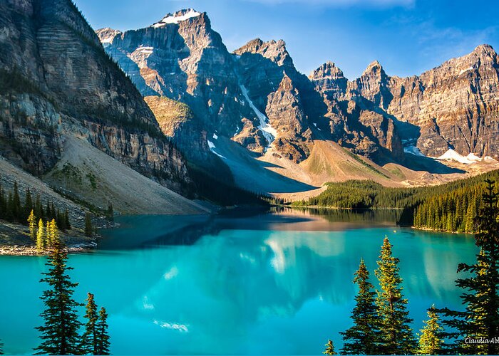 Canada Greeting Card featuring the photograph Lake Moraine Valley of Ten Peaks by Claudia Abbott
