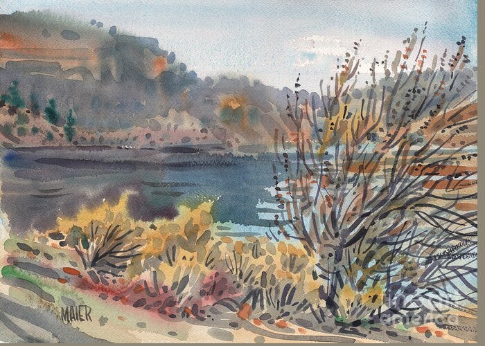 Lake Roosevelt Greeting Card featuring the painting Lake Roosevelt by Donald Maier
