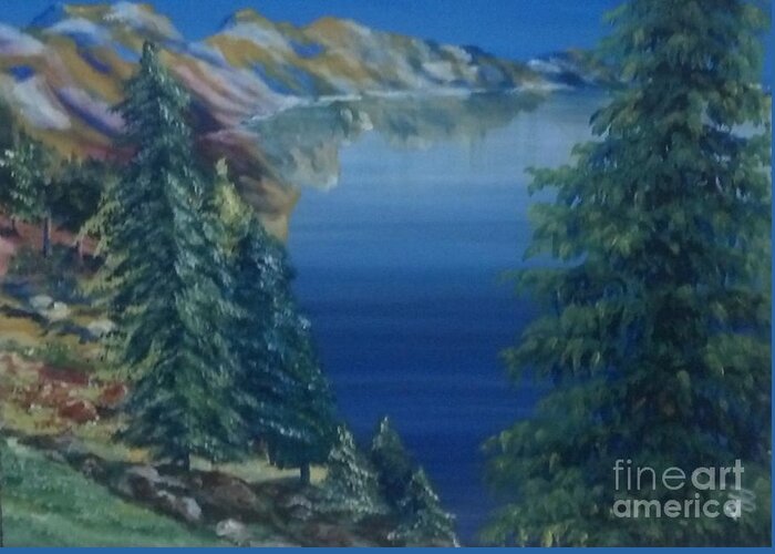 Lake Greeting Card featuring the painting Lake by Saundra Johnson