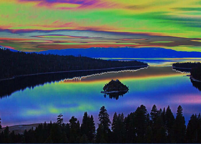 Water Greeting Card featuring the digital art Lake Sunset by Gregory Murray