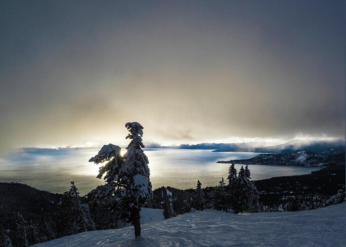 Lake Greeting Card featuring the photograph Lake Tahoe Skier by Martin Gollery