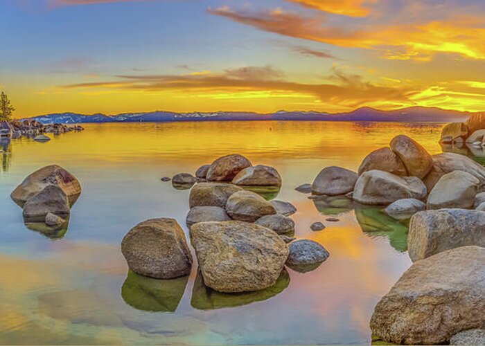 California Greeting Card featuring the photograph Lake Tahoe Spring Sunset Panoramic by Scott McGuire