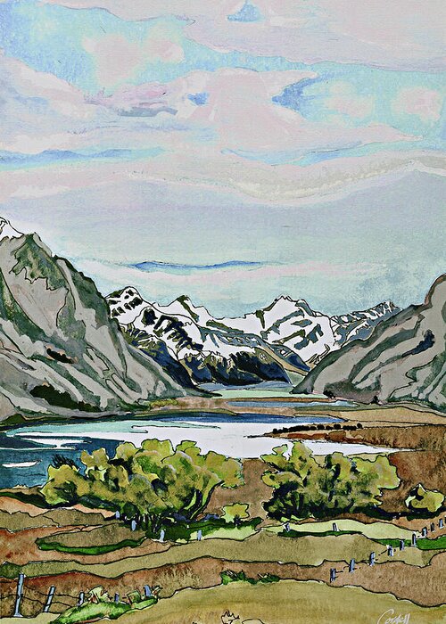 Mountains Greeting Card featuring the painting Lake Tekapo - South Island, New Zealand by Joan Cordell