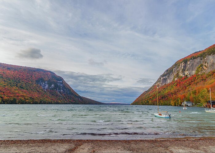Vermont Greeting Card featuring the photograph Lake Willoughby Blustery Fall Day by Tim Kirchoff