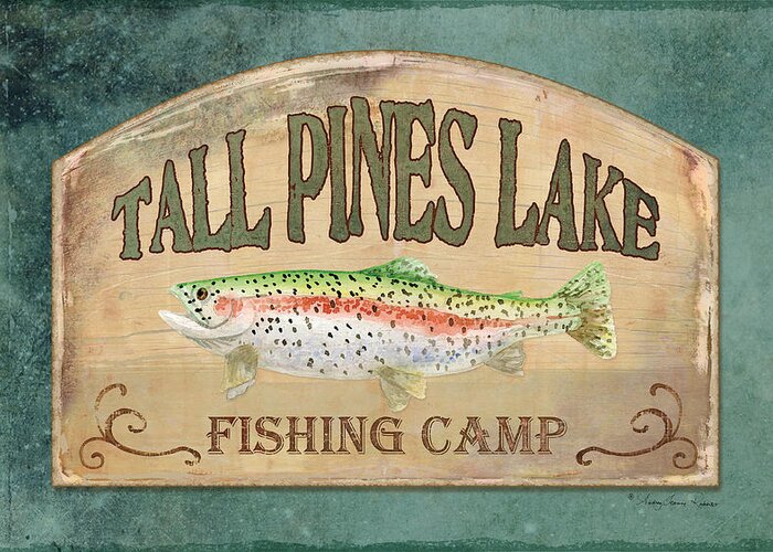 Rainbow Trout Greeting Card featuring the painting Lakeside Lodge - Fishing Camp by Audrey Jeanne Roberts