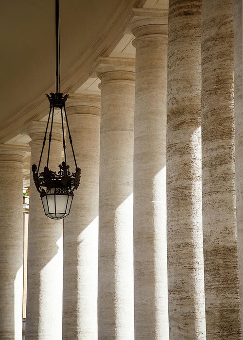 St Peter's Greeting Card featuring the photograph Lamp and Columns at Saint Peters by Darryl Brooks